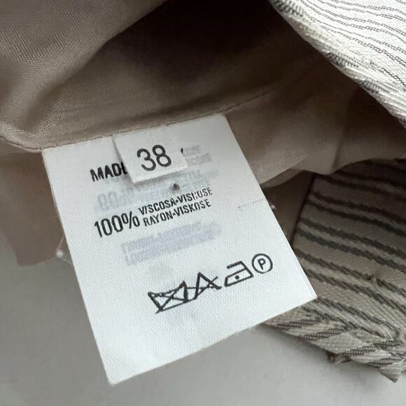 Vintage Emporio Armani Top Sz 38 XS Stripe Crop Cross Buttons 90's Halter Tan - Picture 3 of 11